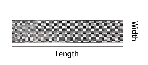 Measuring the length and width of a flat flour sieve mesh.